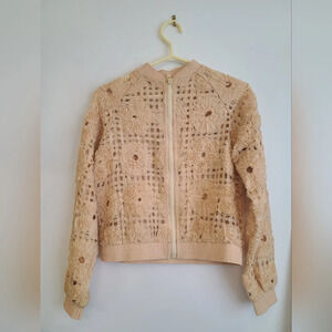 Beautiful Beige Lace Flight Coat, Size‎ S